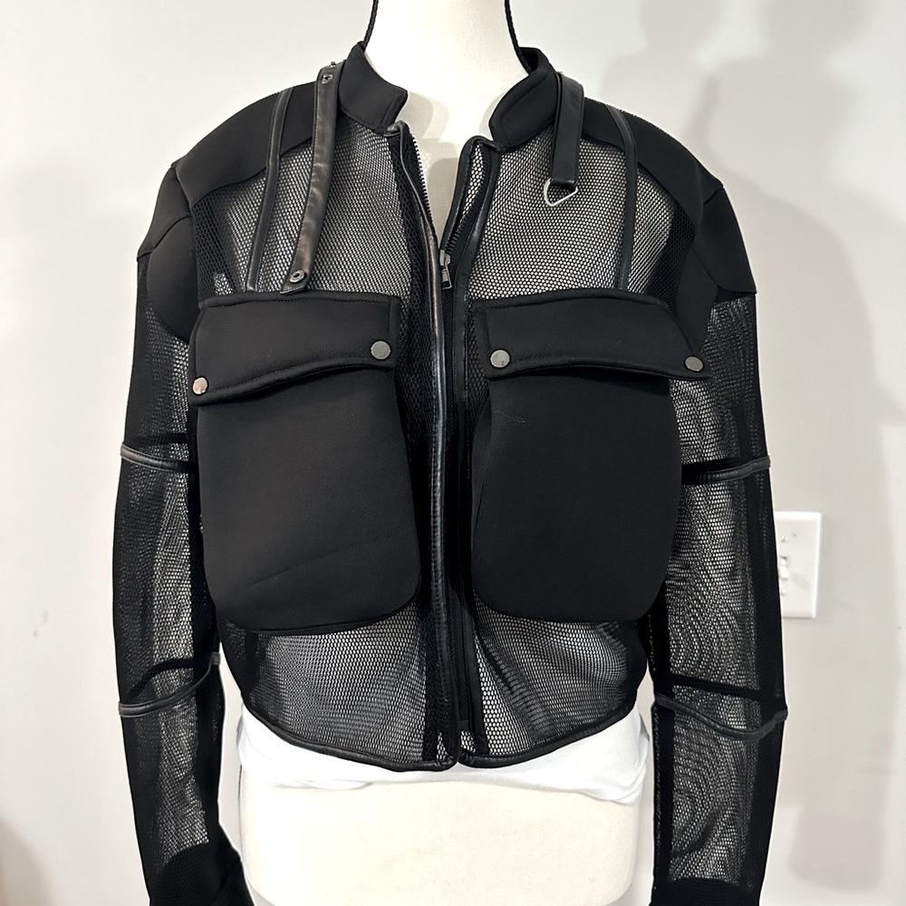 Black crop mesh jacket